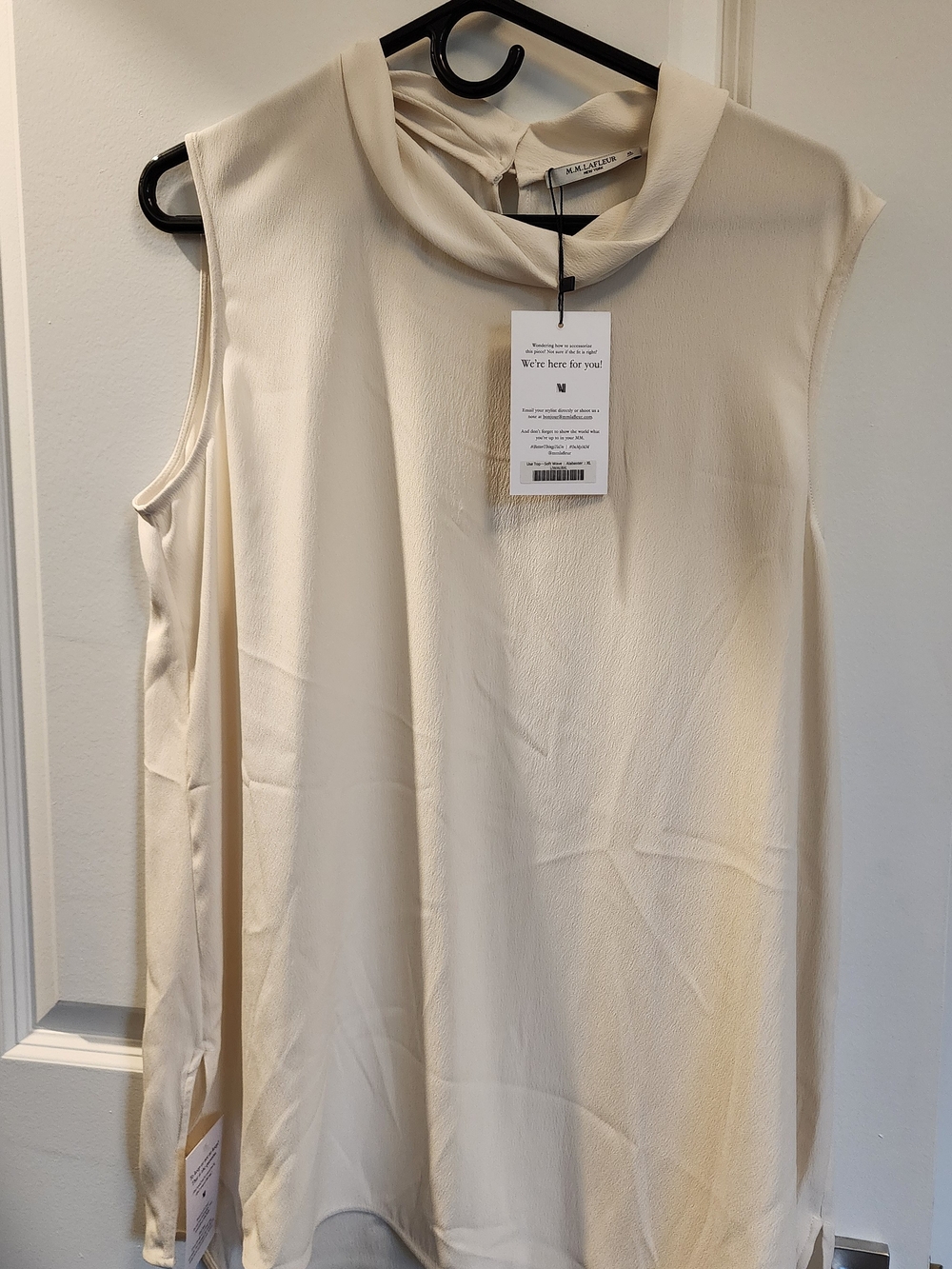 NWT. MM. LaFleur Cream Sleeveless Mock Neck Top